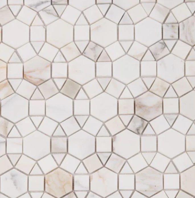 Elysium Residential Mosaic Tile (*ARM 8) / Collection: Aether / Color: Calacatta Polished - SKU: M924 / SKU: M948 (For Calacatta Honed) / Size: 11.50" x 12" - (Only 1 other style available - (Calacatta Honed - Size: 11.25" x 12"!) / Click on picture 