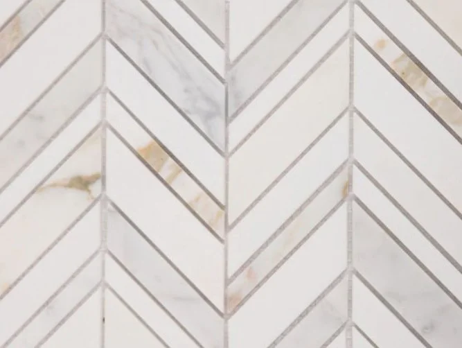 Elysium Residential Mosaic Tile (*ARM 12) / Collection: Chevron / Color: Shadow Calacatta - SKU: M3638 / Size: 11.75" x 12" - (Only size available!) / Click on picture above to see enhanced view!