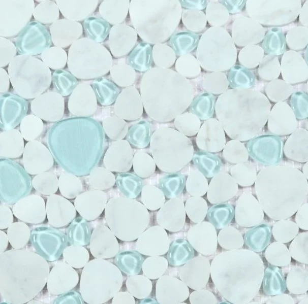 Elysium Residential Mosaic Tile (*ARM 21) / Collection: Peach / Color: Carrara Blue - SKU: M4616 / Size: "12 x 12" - (Only size available!) / Click on picture above to see enhanced view!