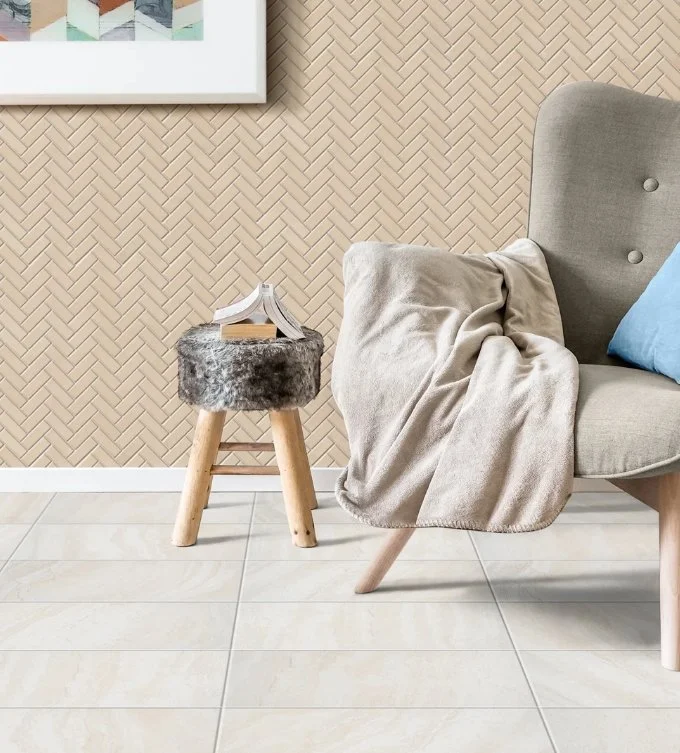 Brandon Co. Portobello America Residential Porcelain Floor Tile / Collection: Roccia di Roma / Color: Ivory / Size: 12" x 24" - (Available in more sizes!) / Click on picture above to see enhanced view! 