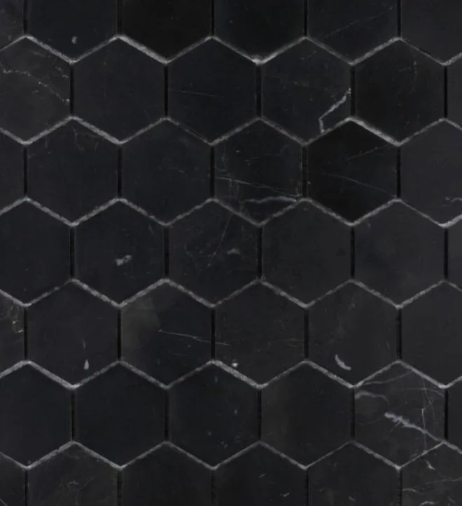 Elysium Residential Mosaic Tile (*ARM 5) / Collection: Hexagon / Color: Marquina Honed 2x2 - SKU: M729 / Size: 11.75" x 12" - (Only size available!) / Click on picture above to see enhanced view! 