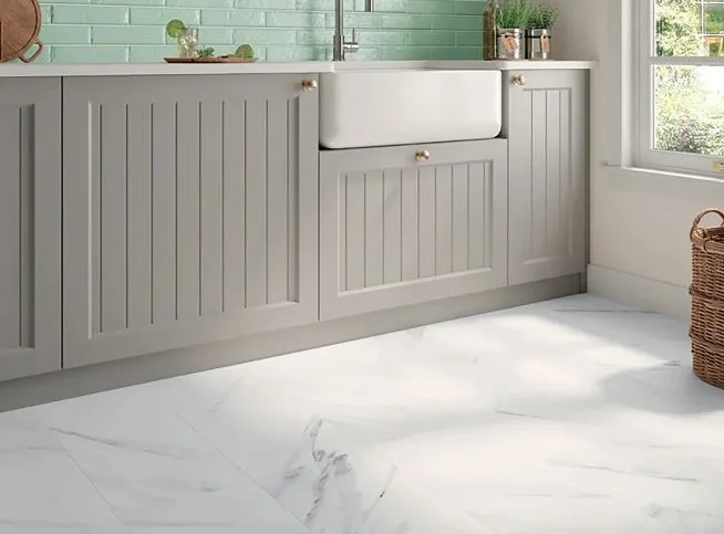 Bolick Dist. Armada Residential Porcelain Tile / Collection: MARMI CLASSICO / Color: Bianco Carrara Natural - SKU: AM-79665ET / Size: 12" x 24" - (Available in more sizes!) / No link available to see enhanced view! 