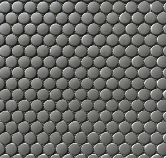 Elysium Residential Mosaic Tile (Can also be used in pools!) (*ARM 41) / Collection: Penny / Color: Round Dark Grey Grip - SKU: M4169 / Size: "11.50 x 12.25" - (Only size available!) / Click on picture above to see enhanced view!