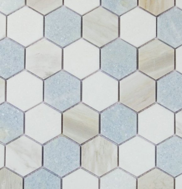 Elysium Residential Mosaic Tile (*ARM 16) / Collection: Hexagon / Color: Sky 2x2 - SKU: M4222 / Size: "11.75 x 12" - (Only size available!) / Click on picture above to see enhanced view! 