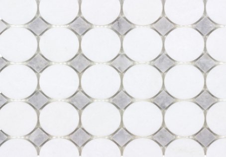 Viking Dist. Anthology Residential Mosaic Wall Tiles / Collection: The Finish Line / Color: Manor Gray Buttons - SKU: ANTHFLGB / Size: "11 x 11" - (Only size available!) / No link available to see enhanced view!
