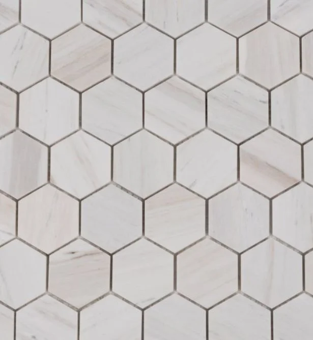 Elysium Residential Mosaic Tile (*ARM 16) / Collection: Hexagon / Color: Wooden White Honed 2x2 - SKU: M4801 / Size: "2 x 2" - (Only size available!) / Click on picture above to see enhanced view! 