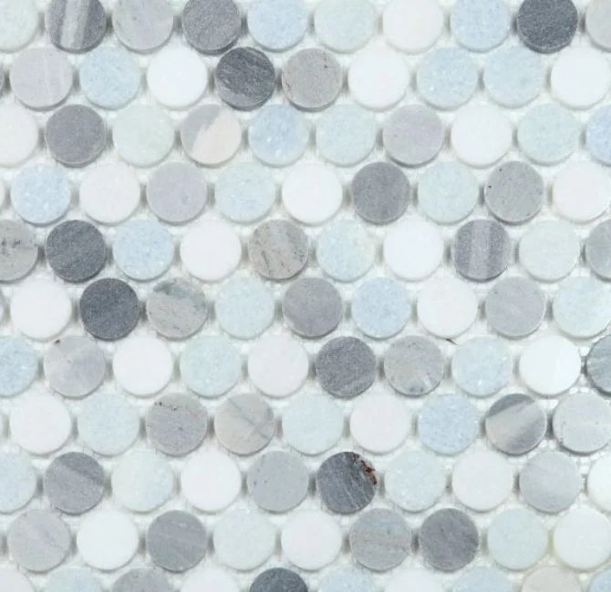 Elysium Residential Mosaic Tile (*ARM 28) / Collection: Penny / Color: Marble Deep Ocean - SKU: M3932 / Size: "11 x 11.75" - (Only size available!) / Click on picture above to see enhanced view!