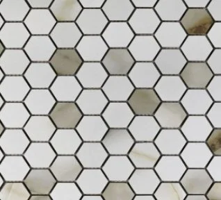 Viking Dist. Anthology Residential Mosaic Wall Tiles / Collection: Marble Ridge Reserve / Color: Italia Oro - SKU: ANTHMRIOHMM / Size: "12 x 12" - (Also available in a 1 x 2 subway mosaic!) / No link available to see enhanced view!