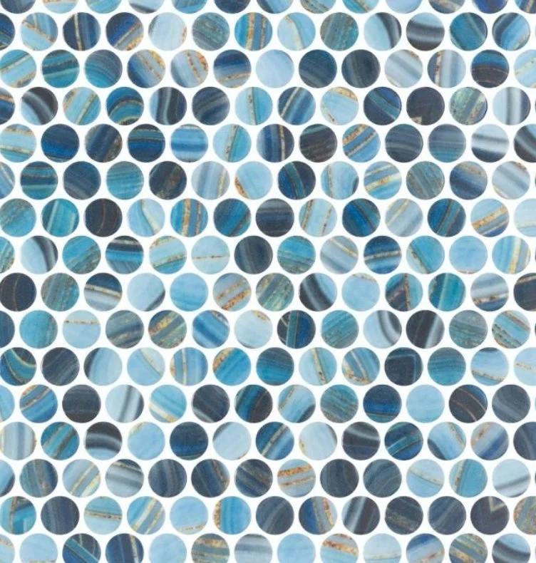Elysium Residential Mosaic Tile (Can also be used in pools!) (*ARM 48) / Collection: Vanguard / Color: Penny Onyx Blue - SKU: M4163 / Size: "11.25 x 11.25" - (Only size available!) / Click on picture above to see enhanced view!