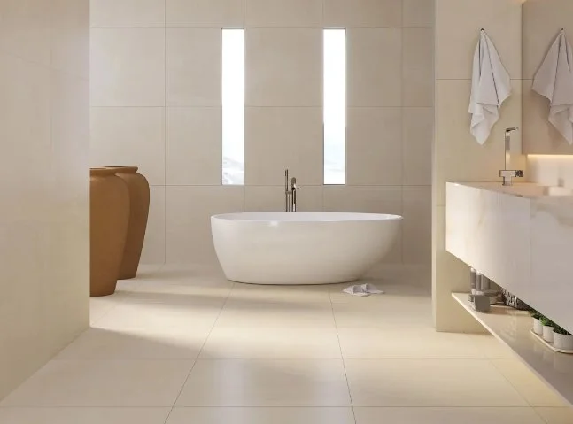 Bolick Dist. Elaine Residential Porcelain Floor Tile / Collection: Thirty-Three / Color: Gobi Shell (Satin) - SKU: EL-8055727 / Size: 33" x 33" - (Available in more sizes!) / No link available to see enhanced view! 