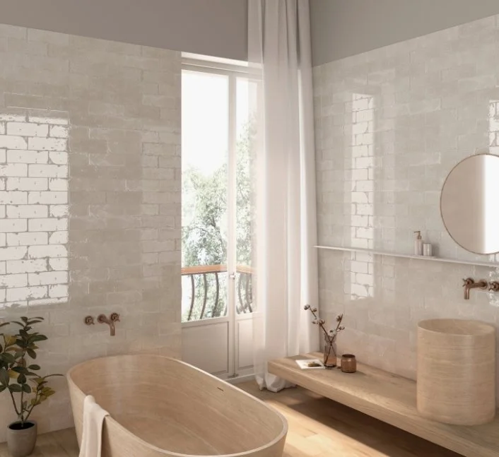 Esmer Residential Glazed Ceramic Wall Tile / Collection: Inhale / Color: Blanco / SKU:     W32INHABL0412 / Size: 4" x 12" - (Only size available!) / Click on picture above to see enhanced view!