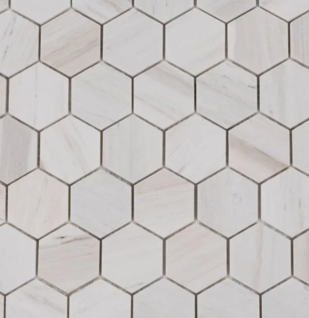 Elysium Residential Mosaic Tile (*ARM 16) / Collection: Hexagon / Color: Wooden White Honed 2x2 - SKU: M4801 / Size: "2 x 2" - (Only size available!) / Click on picture above to see enhanced view! 