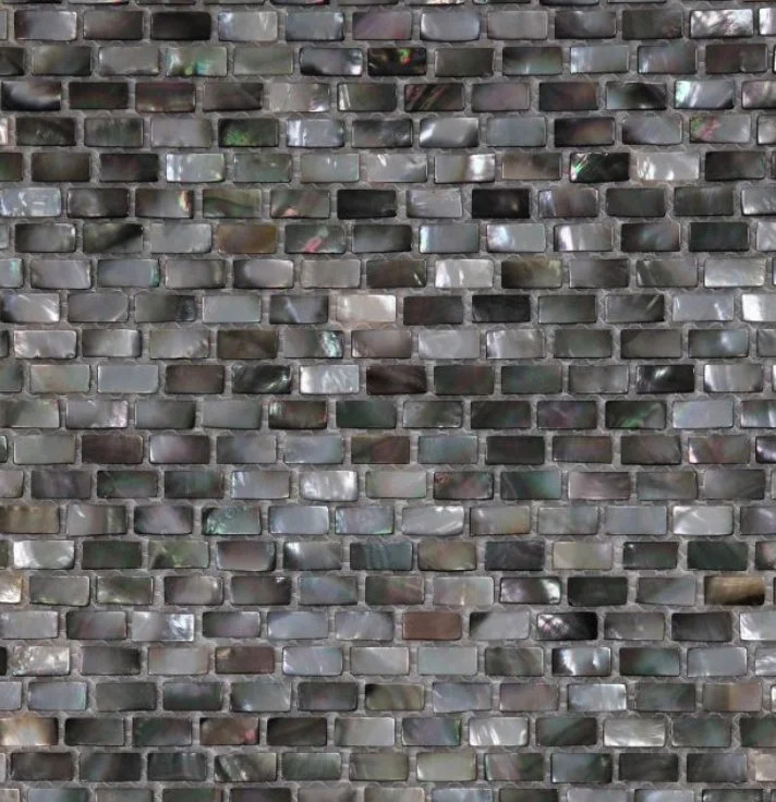 Elysium Residential Mosaic Tile (*ARM 43) / Collection: Pearl / Color: Black Mini Brick - SKU: MO1054 / Size: "11.25 x 11.25" - (Only size available!) / Click on picture above to see enhanced view!