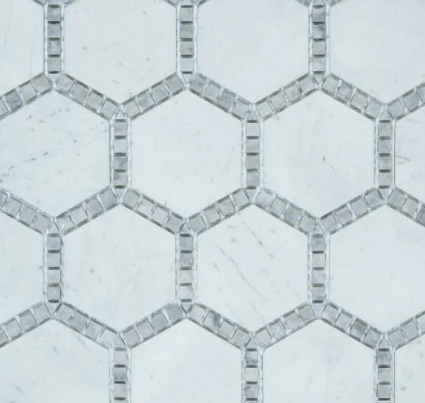 Elysium Residential Mosaic Tile (*ARM 12) / Collection: Hexagon / Color: Deco Milky White Honed - SKU: M4770 / Size: 10.75" x 12.50" - (Only size available!) / Click on picture above to see enhanced view!