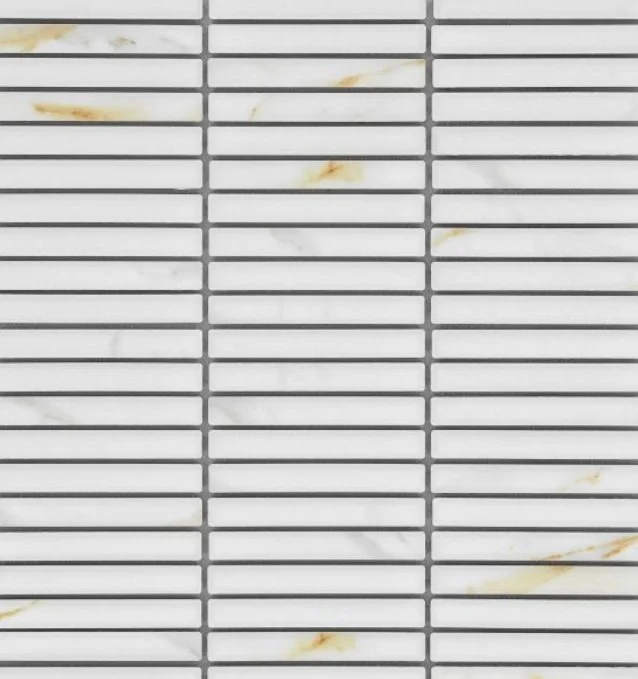 Elysium Residential Mosaic Tile (Can also be used in pools!) (*ARM 41) / Collection: Hulu / Color: Calacatta Band Matte - SKU: M3999 / Size: "11.25 x 12" - (Only size available!) / Click on picture above to see enhanced view!