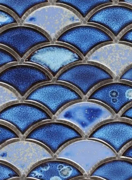 Elysium Residential Mosaic Tile (Can also be used in pools!) (*ARM 37) / Collection: Dragon / Color: Scale Royal Blue - SKU: M835 / Size: "9.75 x 12" - (Only size available!) / Click on picture above to see enhanced view!
