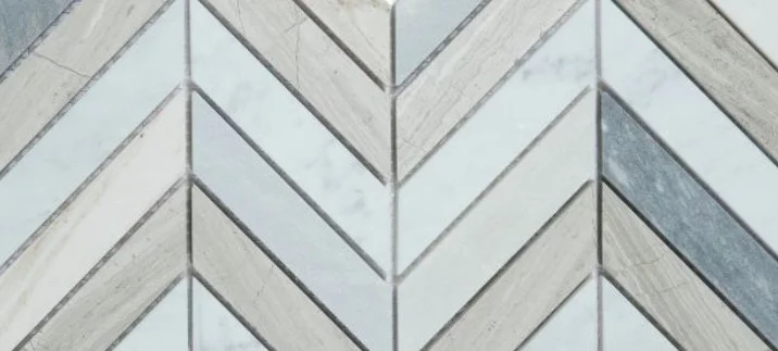 Elysium Residential Mosaic Tile (*ARM 20) / Collection: Chevron / Color: Blue - SKU: M576 / Size: "8 x 12" - (Only size available!) / Click on picture above to see enhanced view!