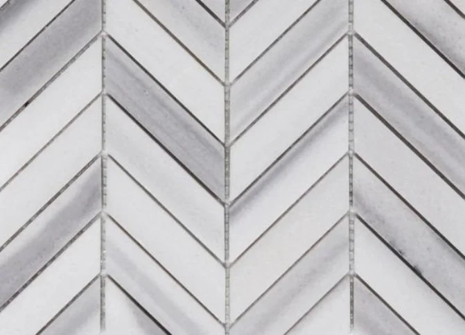 Elysium Residential Mosaic Tile (*ARM 20) / Collection: Chevron / Color: Marmala White - SKU: M893 / Size: "11 x 11" - (Only size available!) / Click on picture above to see enhanced view!