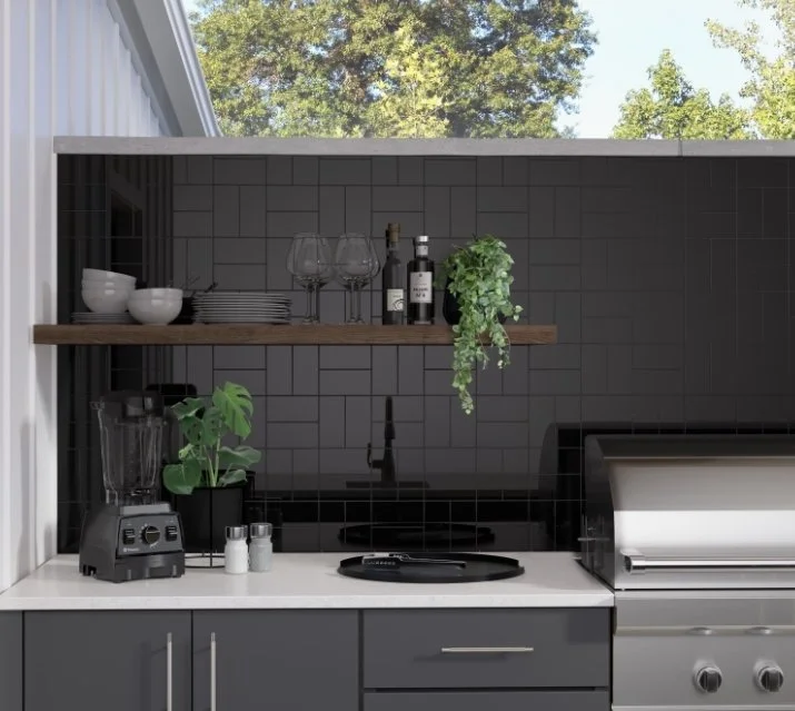 Esmer Residential Glazed Ceramic Wall Tile / Collection: Catch / Color: Black / SKU: F14CATCBK0306P / Size: 6" x 18" - (Available in more sizes!) / Click on picture above to see enhanced view! 