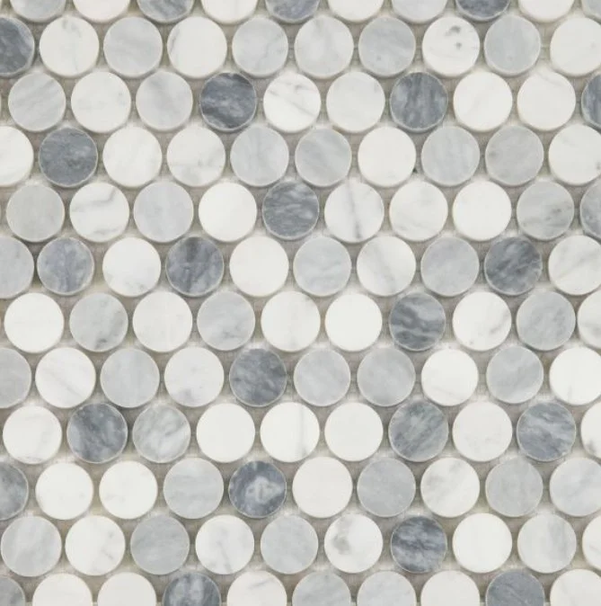 Elysium Residential Mosaic Tile (*ARM 28) / Collection: Penny / Color: Marble Dusk Polished - SKU: M3688 / SKU: M3690 - Penny Marble Dusk Honed / Size: "11 x 11.75" - (Only size available for both polished and honed!) / Click on picture above to see 