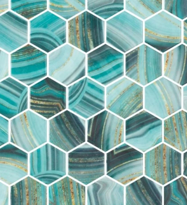 Elysium Residential Mosaic Tile (Can also be used in pools!) (*ARM 48) / Collection: Vanguard / Color: Hex XL Onyx Teal - SKU: M4155 / Size: "11.25 x 11.25" - (Only size available!) / Click on picture above to see enhanced view!