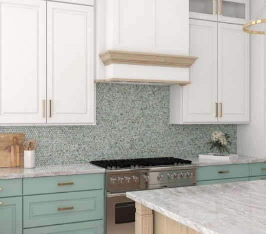 Viking Dist. Anthology Residential Mosaic Wall Tiles / Collection: Glassique Collection / Color: Mini Triangle Lagoon - SKU: ANTHGLMTL / Size: "12 x 12" - (Only size available!) / No link available to see enhanced view!