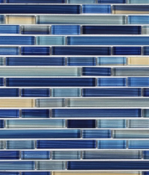 Elysium Residential Mosaic Tile (Can also be used in pools!) (*ARM 22) / Collection: Rain / Color: Sapphire - SKU: M714 / Size: "11.75 x 12" - (Only size available!) / Click on picture above to see enhanced view!