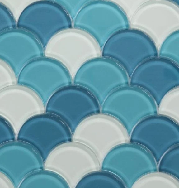 Elysium Residential Mosaic Tile (Can also be used in pools!) (*ARM 27) / Collection: Dragon / Color: Scale Ocean Glass - SKU: M3702 / Size: "12 x 12" - (Only size available!) / Click on picture above to see enhanced view!