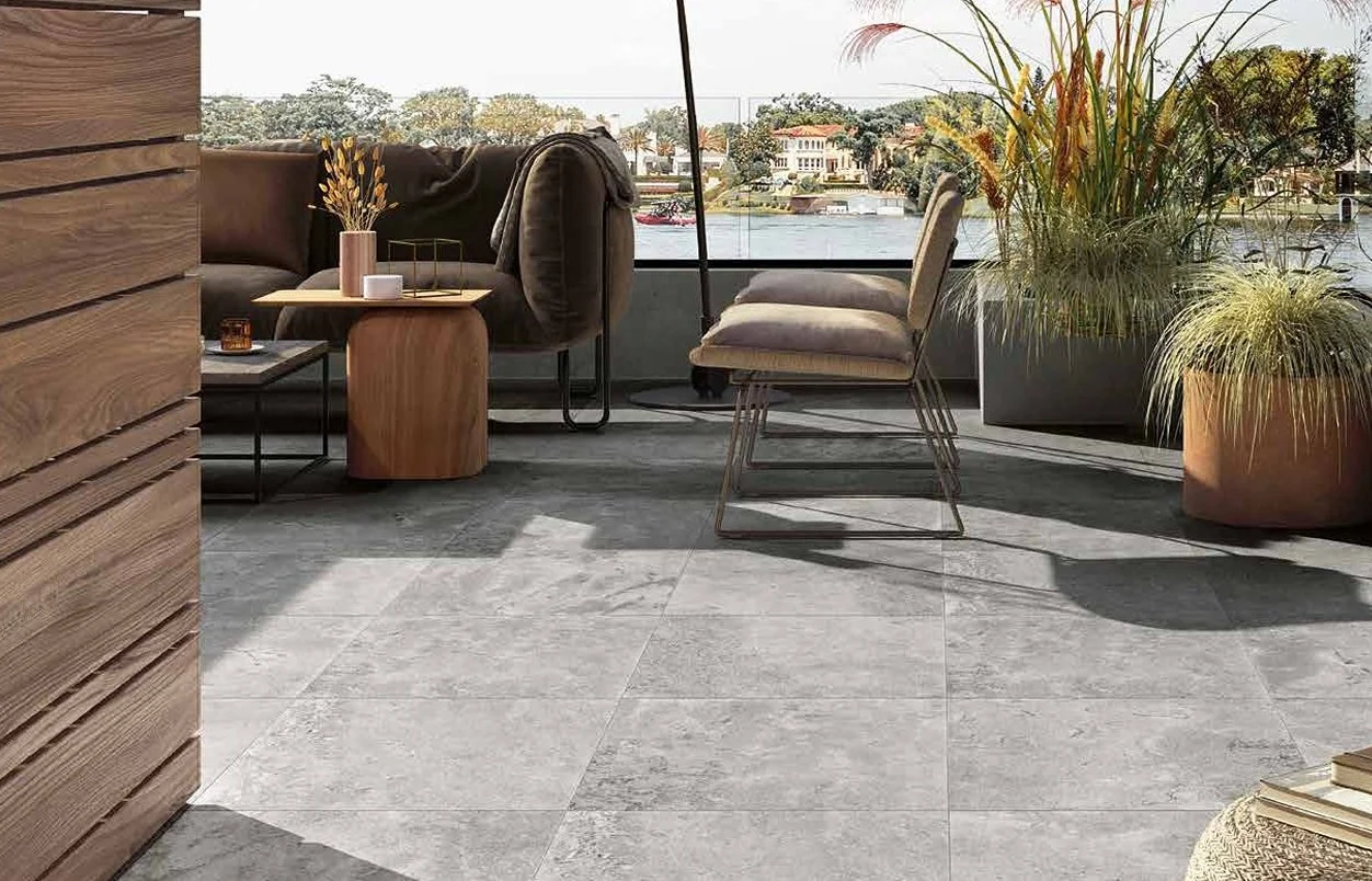 Bolick Dist. Del Conca Residential Outdoor Tile / Collection: Travstone / Color: Gray -SKU: HTS205 / Size: 24" x 24" - (Available in more sizes!) / No link available to see enhanced view! 