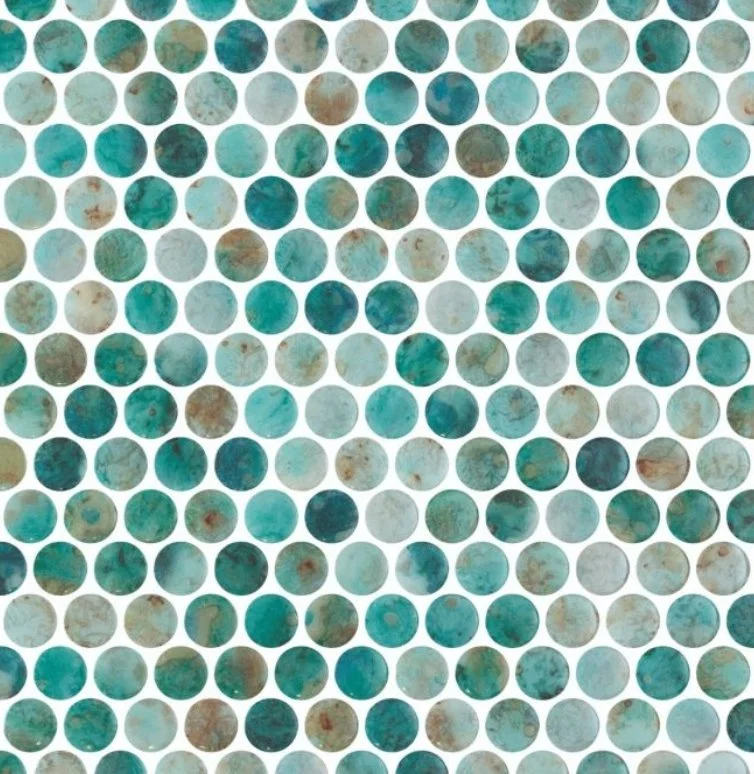 Elysium Residential Mosaic Tile (Can also be used in pools!) (*ARM 48) / Collection: Vanguard / Color: Penny Green - SKU: M4165 / Size: "11.25 x 11.25" - (Only size available!) / Click on picture above to see enhanced view!