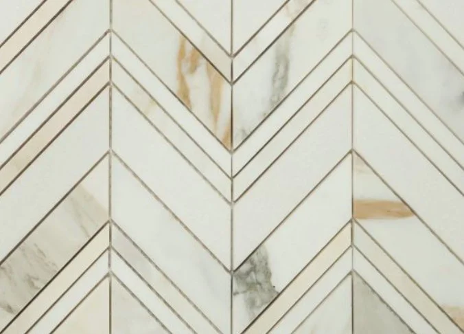 Elysium Residential Mosaic Tile (*ARM 12) / Collection: Chevron / Color: Ravenna Calacatta - SKU: MO1023 / Size: 11.75" x 12.25" - (Only size available!) / Click on picture above to see enhanced view!
