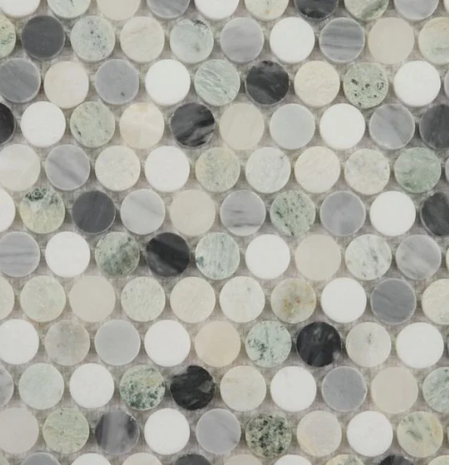 Elysium Residential Mosaic Tile (*ARM 28) / Collection: Penny / Color: Marble Grassland - SKU: M3933 / Size: "11 x 11.75" - (Only size available!) / Click on picture above to see enhanced view!