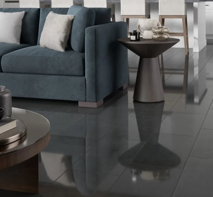 Esmer Residential Porcelain Floor Tile / Collection: Prodigy / Color: Pascal Polished / SKU: F19PRODPA1224P / Size: 12" x 24" - (Available in more sizes and in a matte version!) / Click on picture above to see enhanced view!