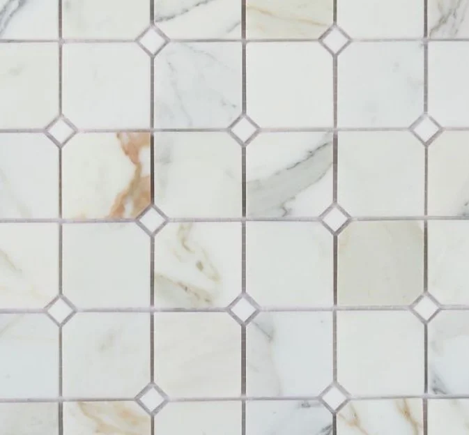 Elysium Residential Mosaic Tile (*ARM 25) / Collection: Clipped / Color: Calacatta Gold - SKU: M4260 / Size: "11.75" x 11.75" - (Only size available!) / Click on picture above to see enhanced view! 