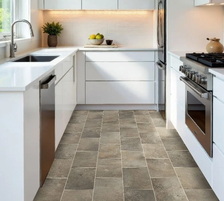 Mohawk Versa Tech Essentials Luxury Sheet Vinyl (Linoleum) / Collection: Fieldcrest / Color: Stucco Grey C597 / (Available in 12' Foot Rolls) / (Available in 11 other colors!) / Click on picture above to see additional colors! 