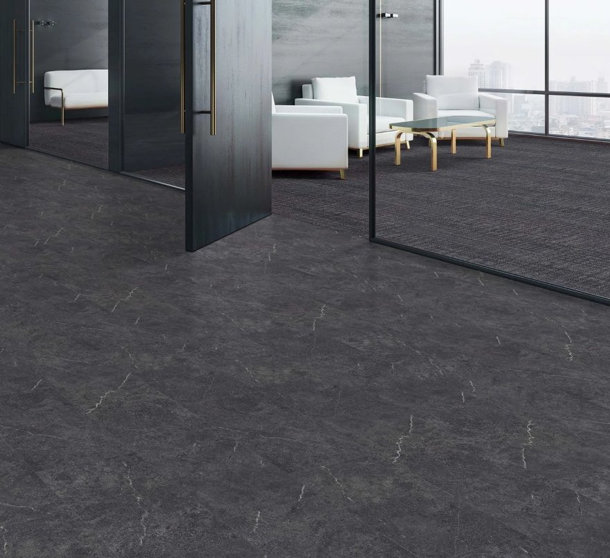 Brandon Co. Next Floor Residential Luxury Vinyl Tile / Collection: Tuscon Sandstone / Color:  Carbon / (Available in glue down!) Click on picture above to see an enhanced view!