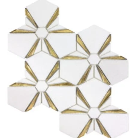 Viking Dist. Anthology Residential Mosaic Wall Tiles / Collection: Dazzle / Color: Kaleidoscope Gold - SKU: ANTHDAKG / Size: "9 x 11" - (Only size available!) / No link available to see enhanced view!