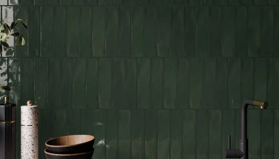 Viking Dist. Florida Tile Residential Porcelain Wall Tile / Collection: Songbird / Color: Feathered Dark Green - SKU: FTISBD100G5x5 / Size: 5" x 5" - (Available in more sizes!) / Click on picture above to see enhanced view! 