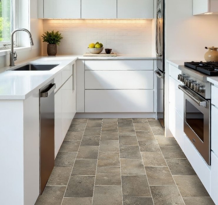 Mohawk Versa Tech Plus Luxury Sheet Vinyl (Linoleum) / Collection: Wynn Point / Color: Stucco Grey C597 / (Available in 12' Foot Rolls) / (Available in 13 other colors!) / Click on picture above to see additional colors!