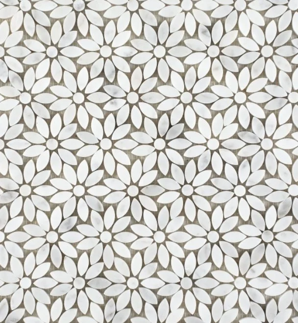 Elysium Residential Mosaic Tile (*ARM 42) / Collection: Daisy / Color: Wild Carrara - SKU: M202 / Size: "12.50 x 12.75" - (Only size available!) / Click on picture above to see enhanced view!