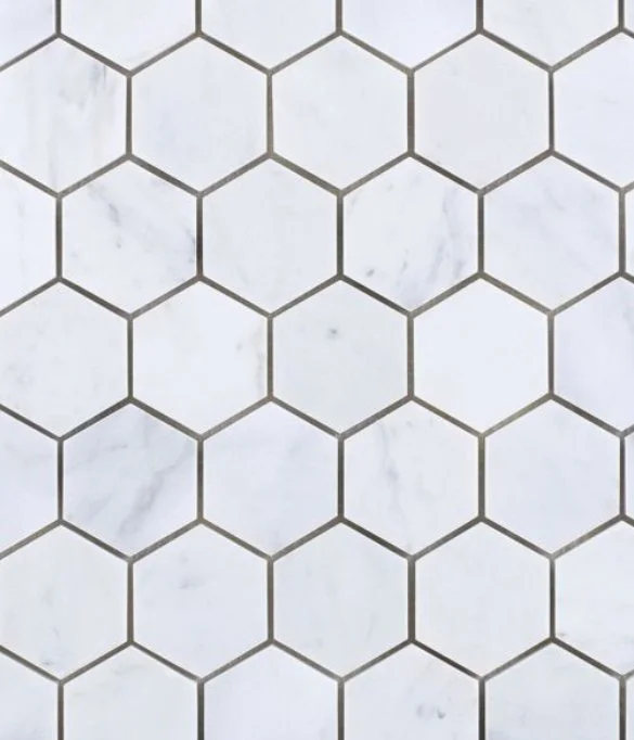 Elysium Residential Mosaic Tile (*ARM 8) / Collection: Hexagon / Color: Carrara Polished - SKU: M603 / SKU: M728 (For 2x2 Carrara Honed) / Size: 11.75" x 12" - (Only 1 other style available - (2x2 Carrara Honed) 11.75 x 12!) / Click on picture above 