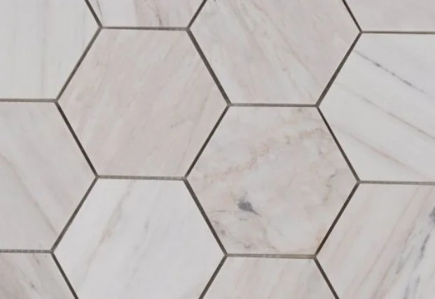 Elysium Residential Mosaic Tile (*ARM 16) / Collection: Hexagon / Color: Wooden White Honed 4x4 - SKU: M4256 / Size: "12 x 13.75" - (Only size available!) / Click on picture above to see enhanced view! 