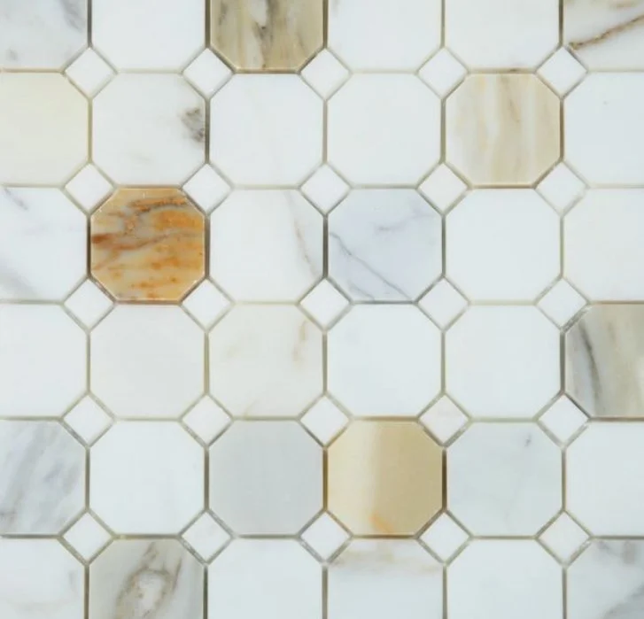 Elysium Residential Mosaic Tile (*ARM 9) / Collection: Octagon / Color: Calacatta Gold - SKU: M892 / Size: 11.75" x 11.75" - (Only size available!) / Click on picture above to see enhanced view!