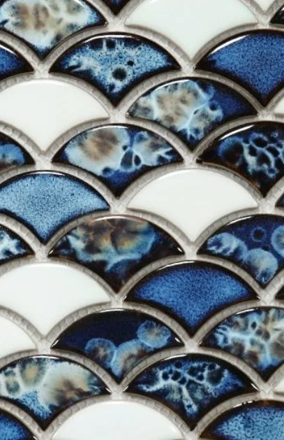 Elysium Residential Mosaic Tile (Can also be used in pools!) (*ARM 37) / Collection: Dragon / Color: Scale Ocean - SKU: M972 / Size: "9.75 x 12" - (Only size available!) / Click on picture above to see enhanced view!