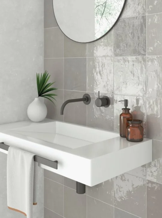 Esmer Residential Glazed Ceramic Wall Tile / Collection: Passion / Color: Gris / SKU: W32PASSGR0909 / Size: 9" x 9" - (Available in more sizes!) / Click on picture above to see enhanced view! 