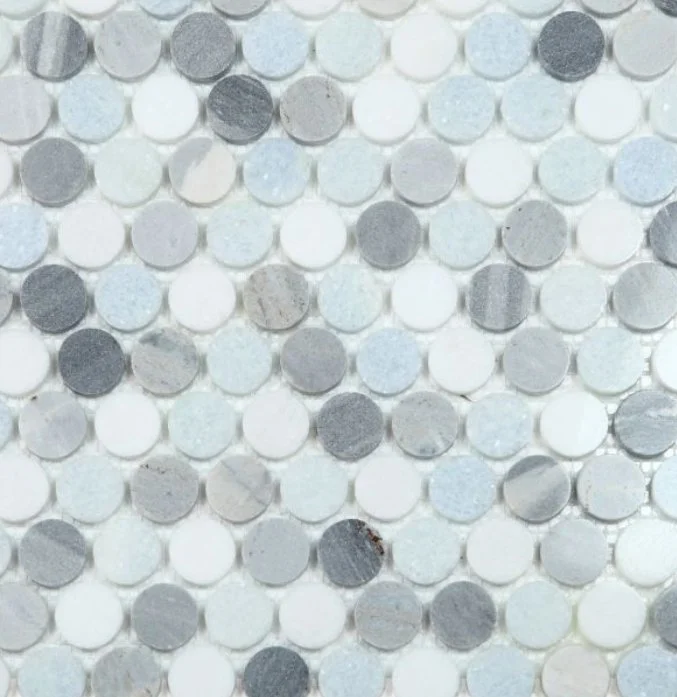 Elysium Residential Mosaic Tile (*ARM 28) / Collection: Penny / Color: Marble Deep Ocean - SKU: M3932 / Size: "11 x 11.75" - (Only size available!) / Click on picture above to see enhanced view!