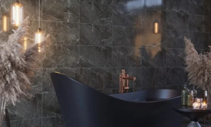 Esmer Residential Porcelain Floor Tile / Collection: Savino / Color: Nuit Polished / SKU: F17SAVINU1224P / Size: 12" x 24" - (Available in more sizes and in a matte version!) / Click on picture above to see enhanced view! 