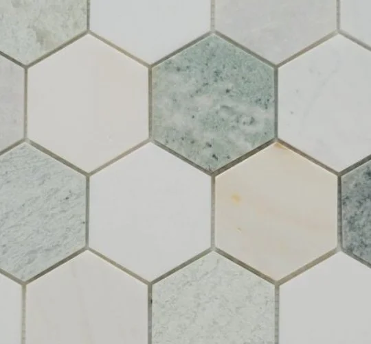 Elysium Residential Mosaic Tile (Can also be used in pools!) (*ARM 48) / Collection: Hexagon / Color: Spring Honed- SKU: M4964 / Size: "3 x 3" - (Only size available!) / Click on picture above to see enhanced view!