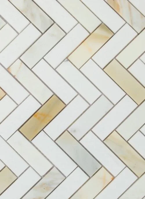 Elysium Residential Mosaic Tile (*ARM 8) / Collection: Herringbone / Color: Sunrise Polished - SKU: MO1121 / SKU: M3916 (For Sunrise Honed) / Size: 11" x 12.50" - (Only 1 other style available - (Sunrise Honed) 11 x 12.50!) / Click on picture above t