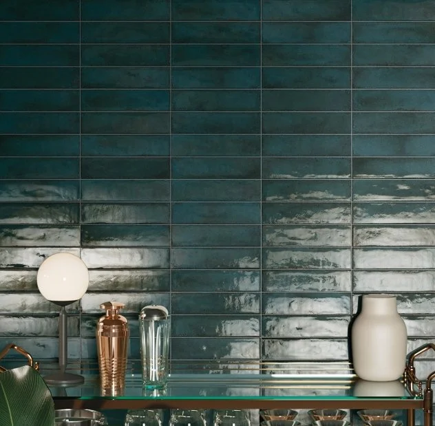 Viking Dist. Florida Tile Residential Porcelain Wall Tile / Collection: Storied / Color: Indigo Blue Glossy - SKU:  FTISTE50G2.5x10 / Size: 2.5" x 10" - (Available in more sizes!) / Click on picture above to see enhanced view! 